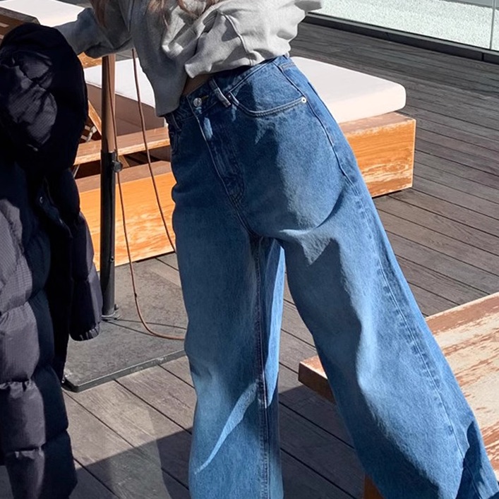 jennie同款直筒阔腿牛仔裤