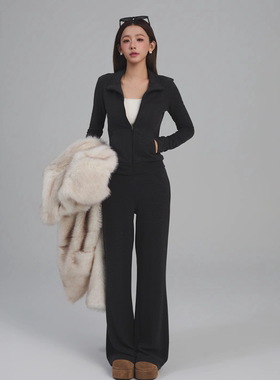 Oh！Me Tell【巨显瘦/加绒】老钱慵懒风立领修身休闲运动卫衣套装