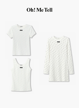 Oh！Me Tell【缪系少女】波点碎花蕾丝花边修身显瘦T恤背心连衣裙