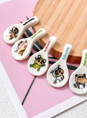 卡通小新勺子 微缩食玩小摆件治愈系娃屋玩具diy奶油胶树脂配件