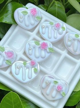 创意春日爱心小花朵手绘珠异形珠 手工diy串珠手机链散珠饰品配件