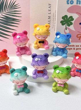 炫彩坐姿小熊迪莫 树脂卡通DIY饰品配件公仔创意立体可爱呆萌摆件