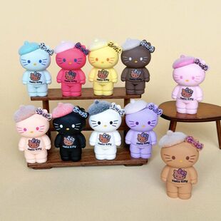 贝雷帽KT 盲袋萌粒diy饰品挂件钥匙扣公仔桌面车载小摆件树脂配件