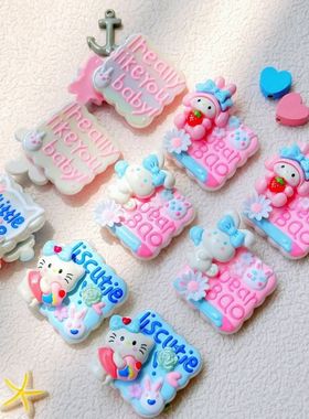 卡通三李鸥字牌重油手绘珠子 串珠diy配饰手链手机链材料饰品配件