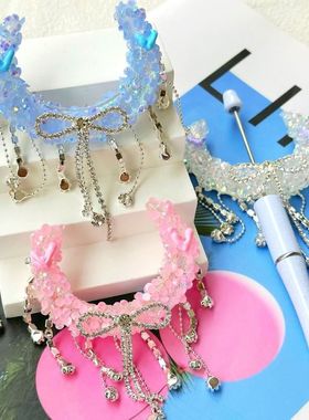 流苏满钻月亮异形手绘珠子 串珠笔diy材料配饰手机链散珠饰品配件