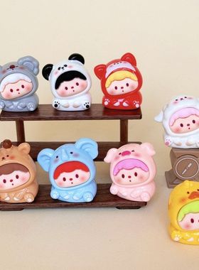 新款动物歪头崽崽 DIY饰品配件可爱萌粒新品车载摆件公仔树脂挂件