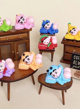 枕头睡觉小新 盲袋萌粒diy饰品挂件钥匙扣公仔桌面小摆件树脂配件