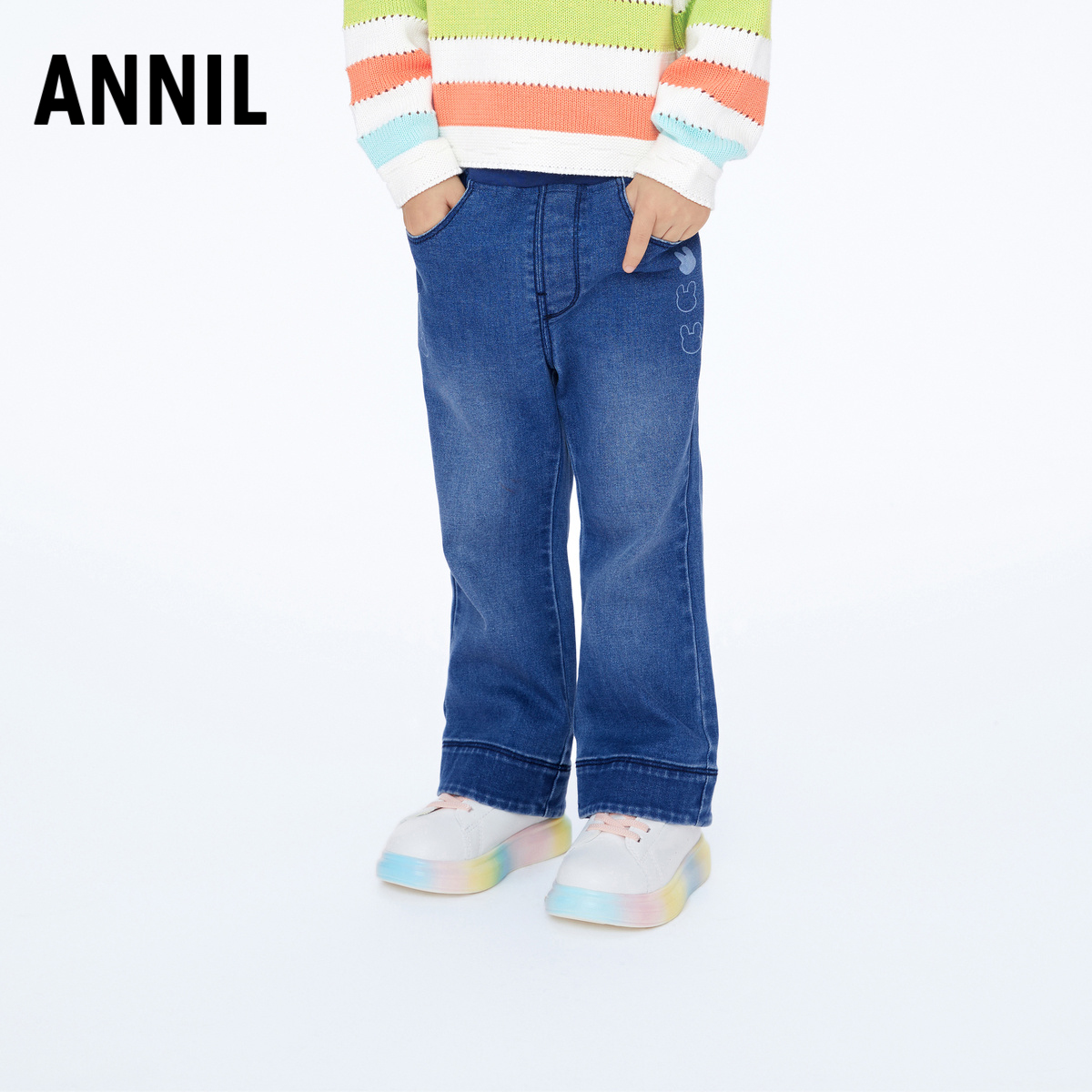 安奈儿女小童全腰牛仔单裤