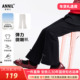 安奈儿女童装 弹力开衩盘扣显瘦高 新款 针织微喇叭单层长裤 2026春季