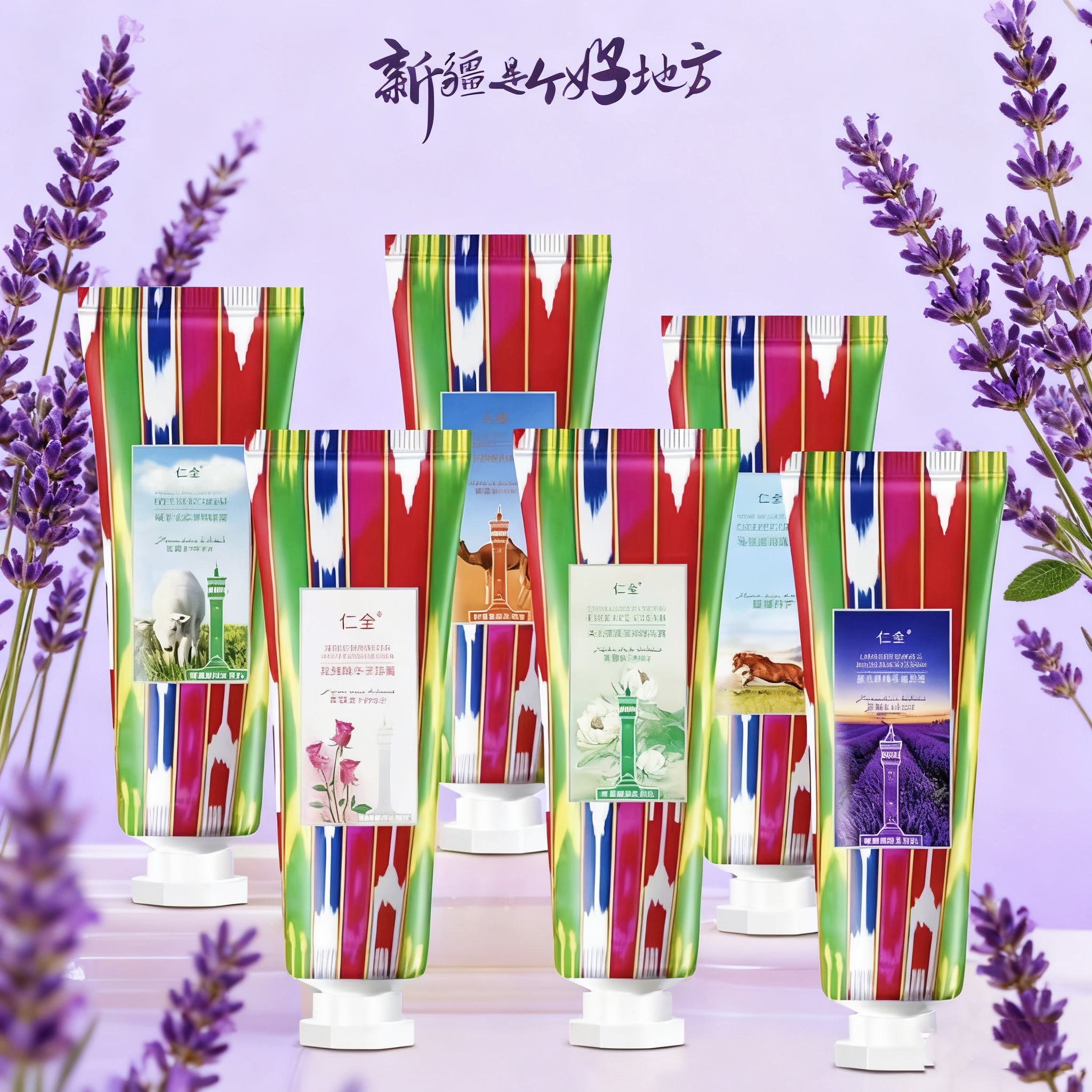 新疆仁全薰衣草精油护手霜100g 玫瑰保湿马油驼油绵羊油滋润霜