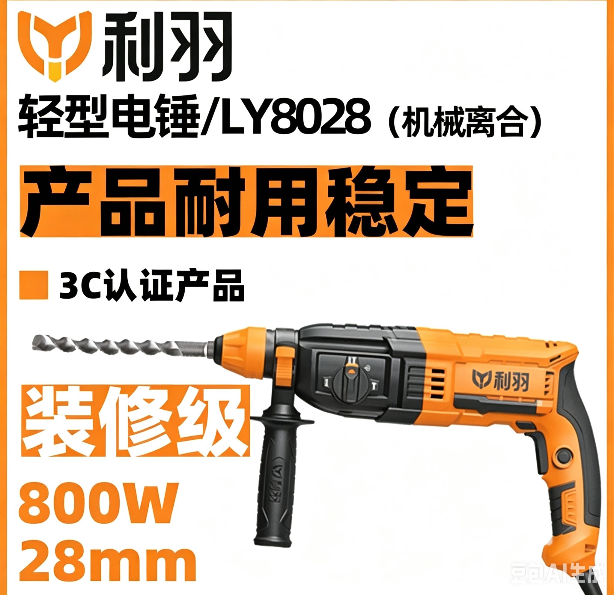 利羽三用冲击钻电钻家用电镐工业级大功率1500W多功能轻型电锤