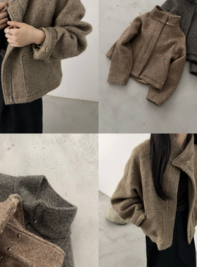 AYW-冬上新设计感洋气时尚显瘦轻奢进口羊驼短外套