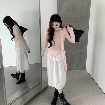 grapestone -屁帘压褶设计透感半身裙(配屁帘)2865