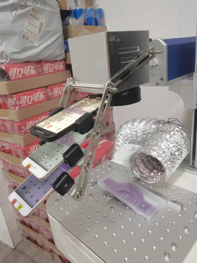 抖音直播三机位激光打标机手机支架双机位光纤刻尺子钥匙扣可乐
