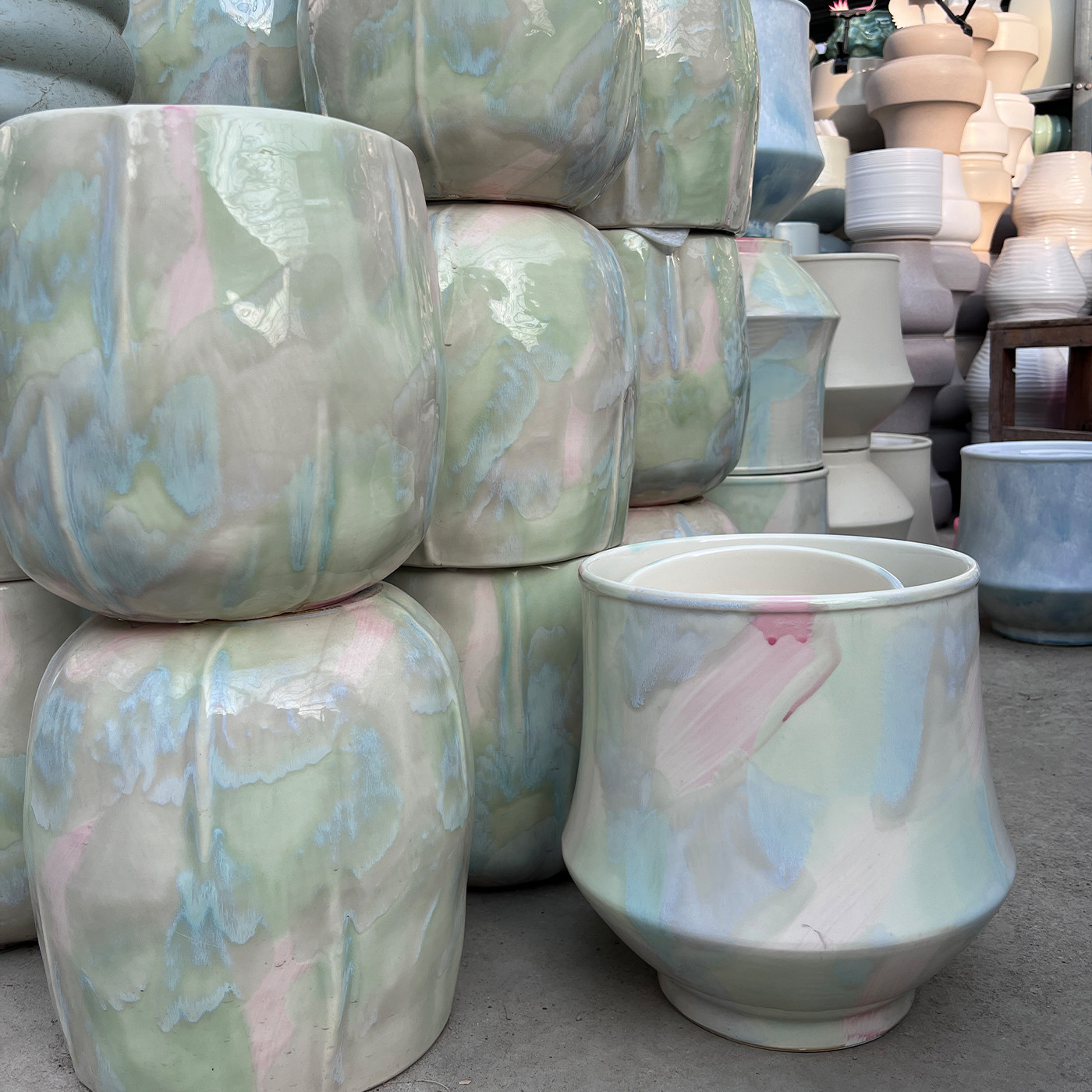 景德镇轻奢高级异形设计感造型套裁花盆蝴蝶兰年宵花阳台多肉绿植