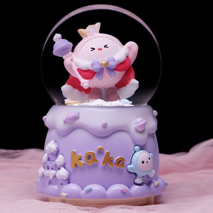 蛋仔派对水晶球音乐盒卡通可爱雪王八音盒小摆件男女儿童生日礼物