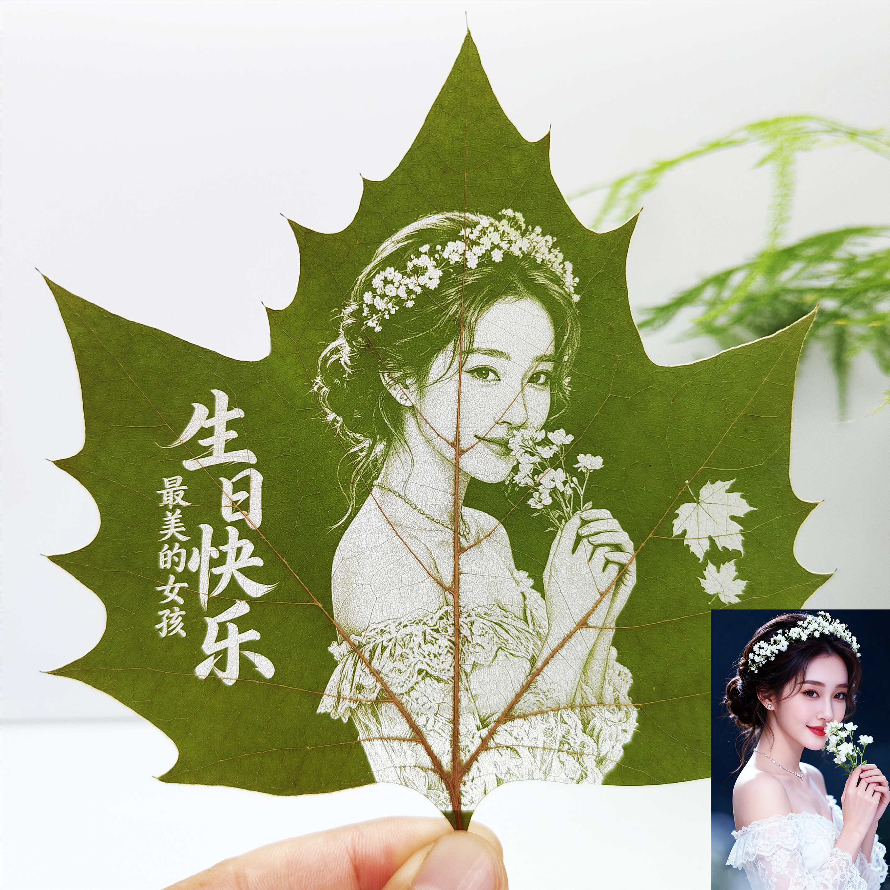 梧桐叶雕照片定制教师节闺蜜男女朋友情侣生日礼物结婚纪念七夕节