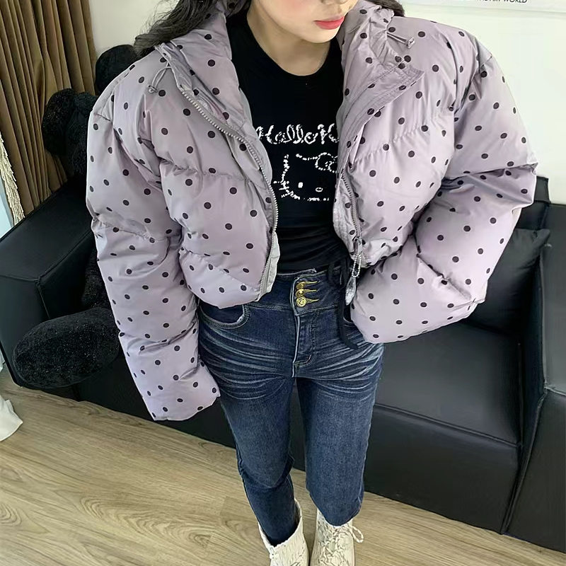 【自留点点羽】原单订制加厚连帽抽绳短款外套