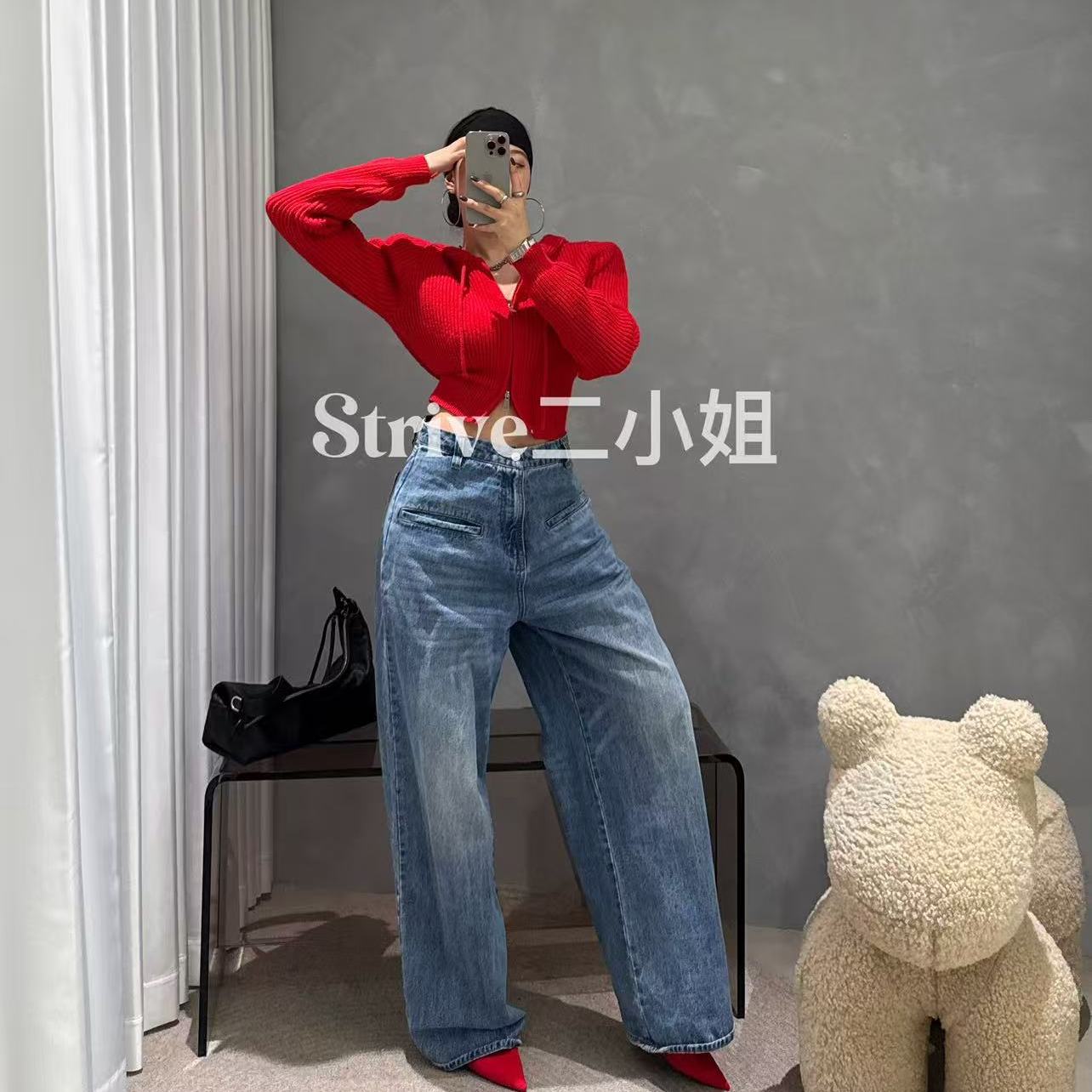 【纸片人针织】原单订制加厚坑条编织双头拉链连帽毛衣