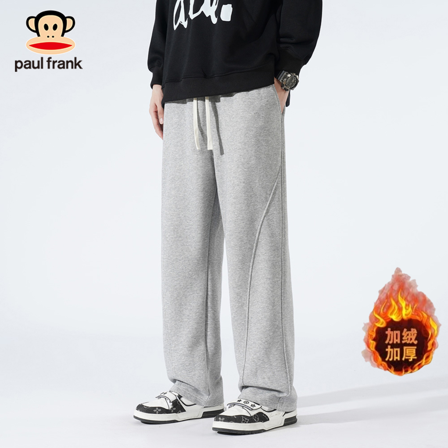 大嘴猴纯棉弯刀裤直筒运动卫裤