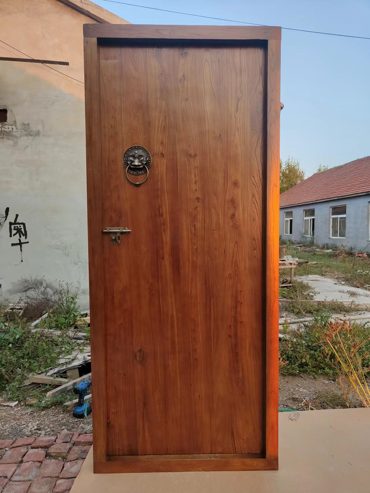 老榆木仿古大门近户门室内门茶楼老式门会所实木民宿单开门素门定