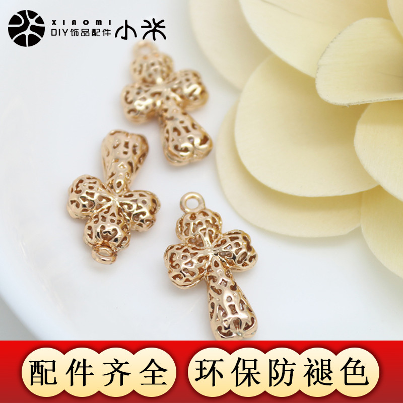 手链吊坠配件diy 镂空十字架挂件手工制作金属饰品材料挂坠热销