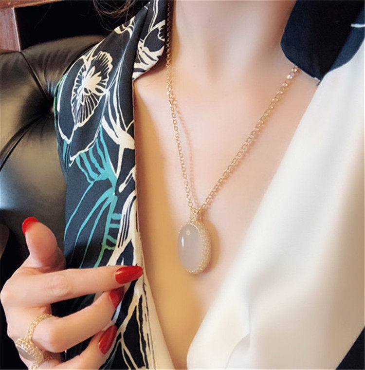 lady su 原创设计 纯手工14k金丝编织 天然白玉髓项链坠子吊坠
