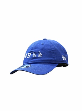 New Era纽亦华 MLB LA多重Logo系列弯檐可调潮牌棒球帽 蓝色