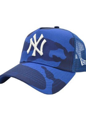 NEWERA纽亦华940男女MLB洋基NY海洋迷彩高顶网帽弯檐帽棒球帽