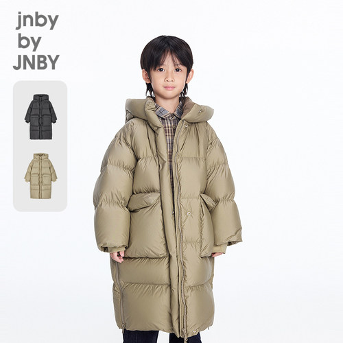 江南布衣童装长款羽绒服T型连帽