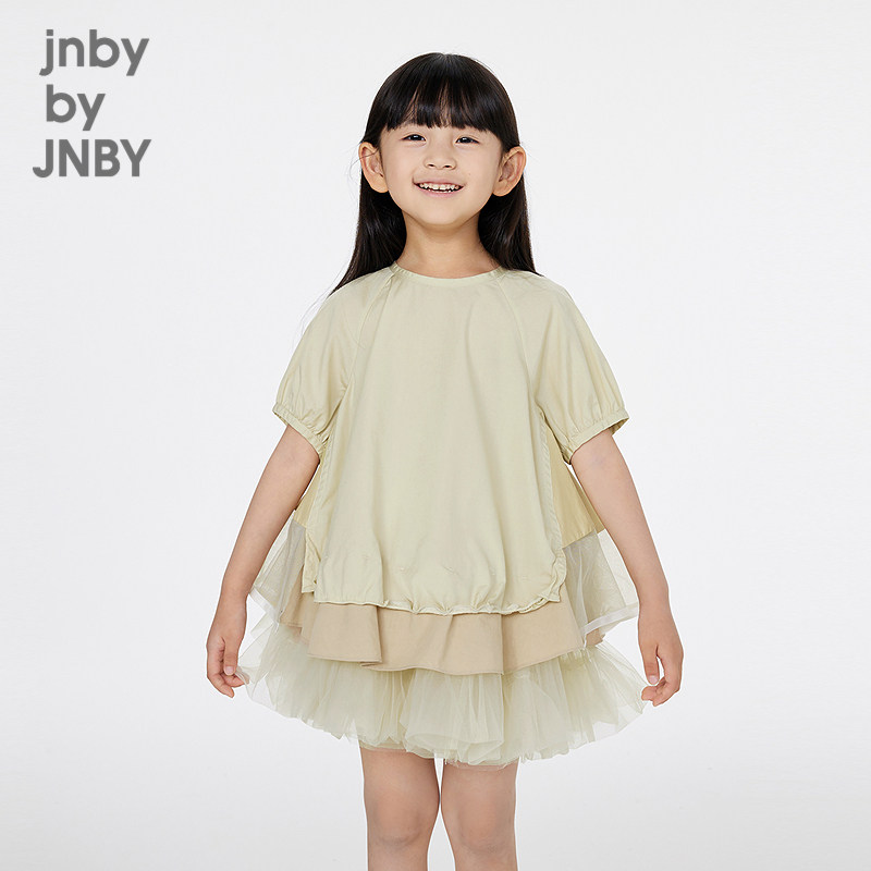 江南布衣童装短袖衬衫可爱中袖圆领拼接A型夏女童jnbybyjnb