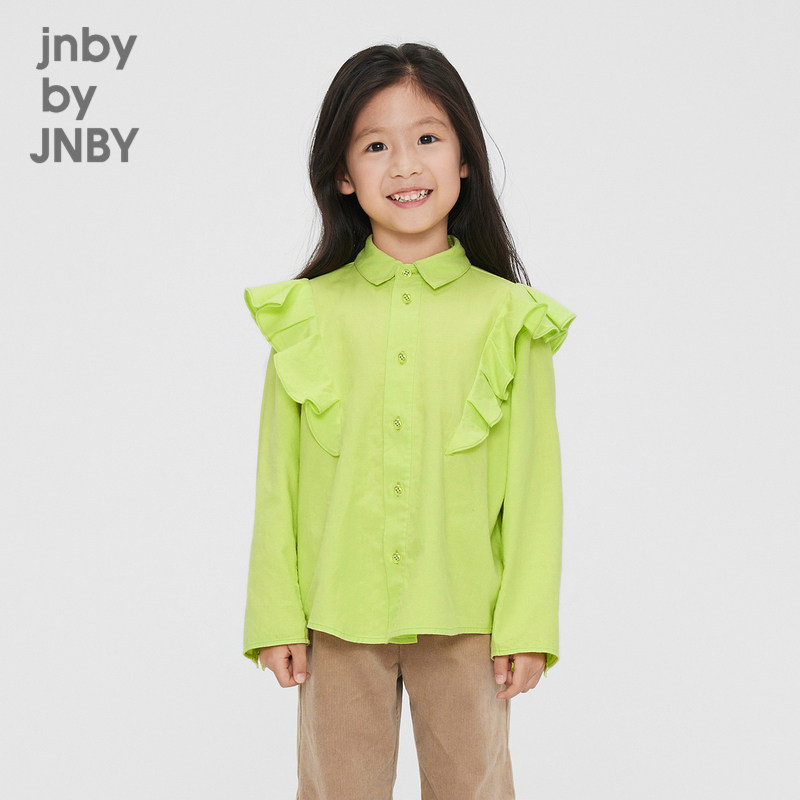 江南布衣童装秋长袖花边衬衫木耳边萌趣可爱女童儿童jnbybyjn
