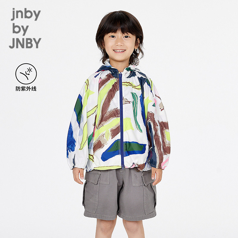 江南布衣童装连帽印花夹克UPF50+防晒衣夏男女童jnbybyjnby