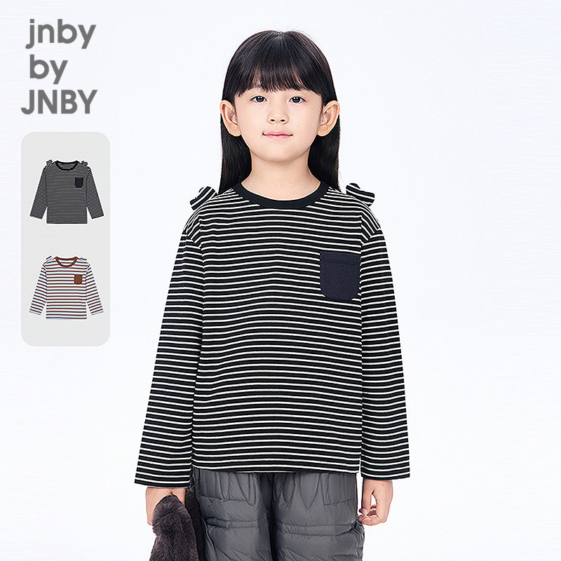 江南布衣童装宽松休闲条纹长袖T恤H型童趣可爱秋男女童jnbybyjnby
