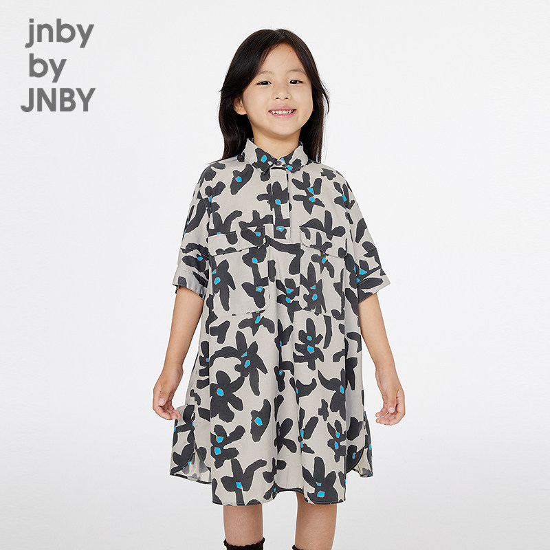 江南布衣童装短袖连衣裙中袖衬衫领印花随机夏女童jnbybyjnby