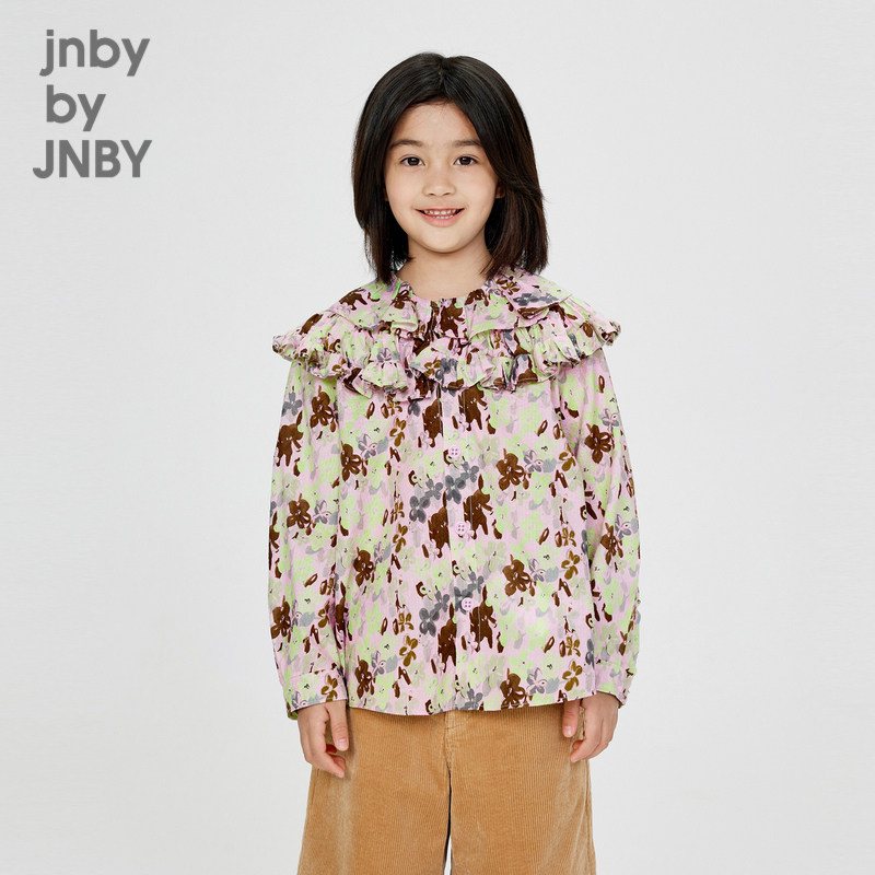 江南布衣童装棉印花长袖衬衣花朵图案秋冬女童儿童jnbybyjnby