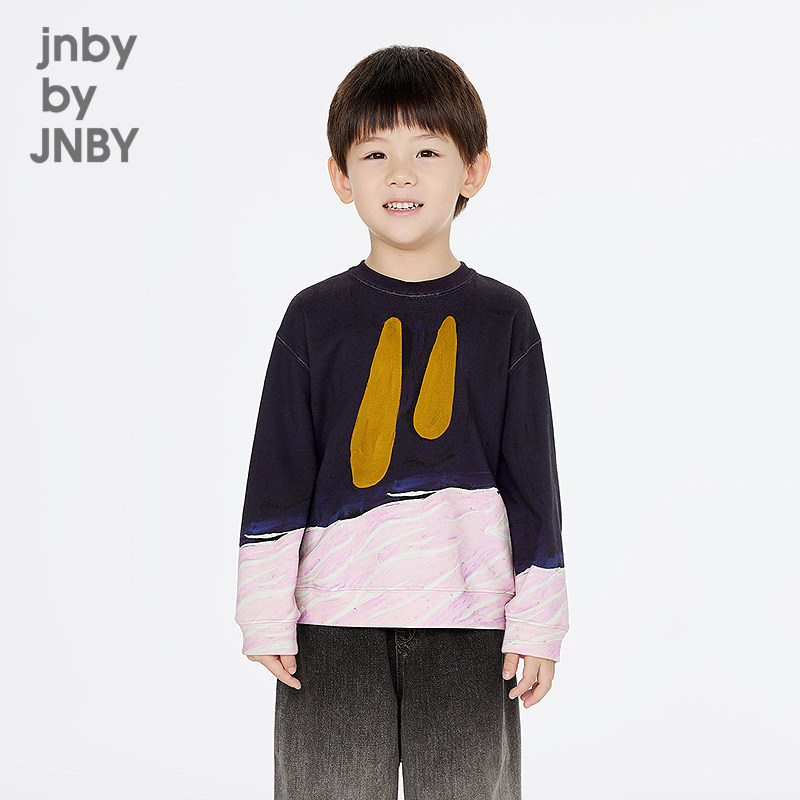 江南布衣童装套头卫衣纯棉长袖圆领花型宽松春男女童jnbybyjnby