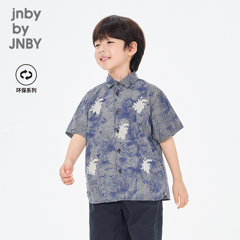 新款江南布衣童装环保系列短袖衬衫H型宽松26夏男童jnbybyj