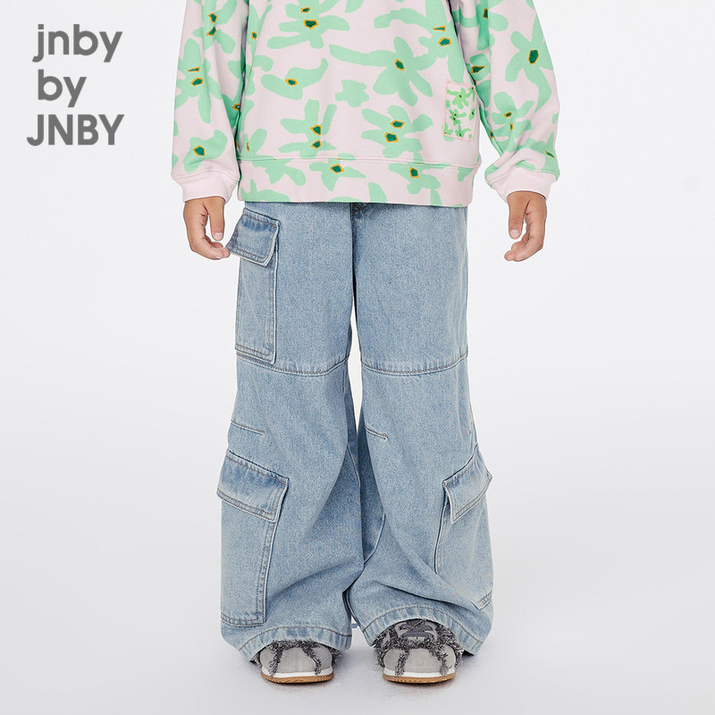 江南布衣童装牛仔长裤时尚纯色宽松春男女童儿童jnbybyjnby