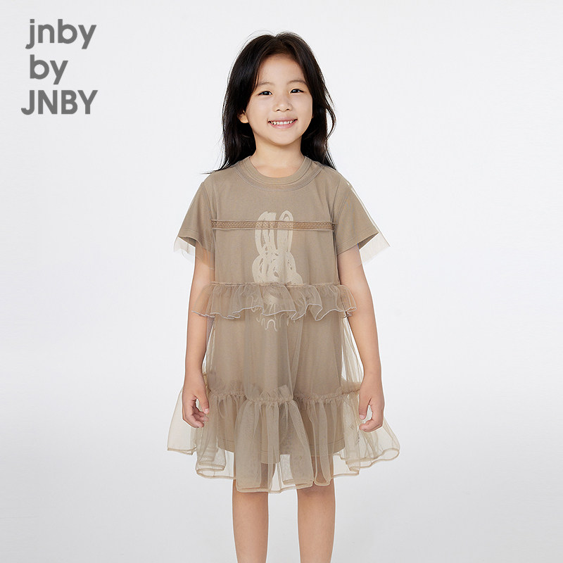 江南布衣童装连衣裙圆领图案公主裙网纱夏女童儿童jnbybyjnb