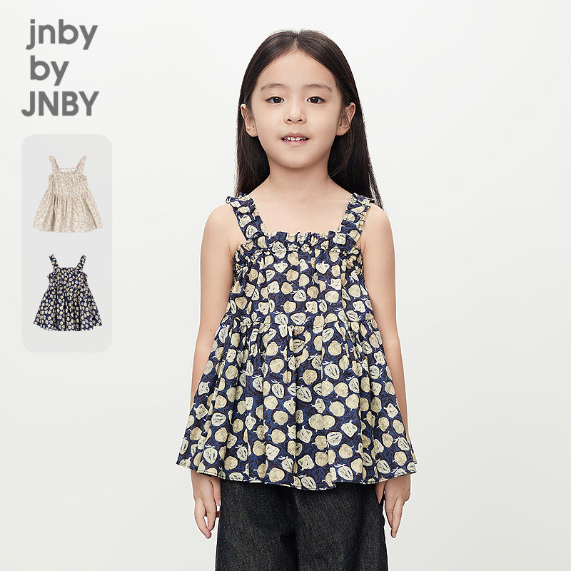 江南布衣童装棉休闲吊带背心橡果印花褶皱夏女童儿童jnbybyjnby