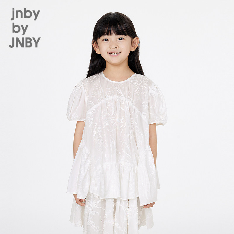 江南布衣童装短袖衬衫全棉重工刺绣府绸A型夏女童jnbybyjnb