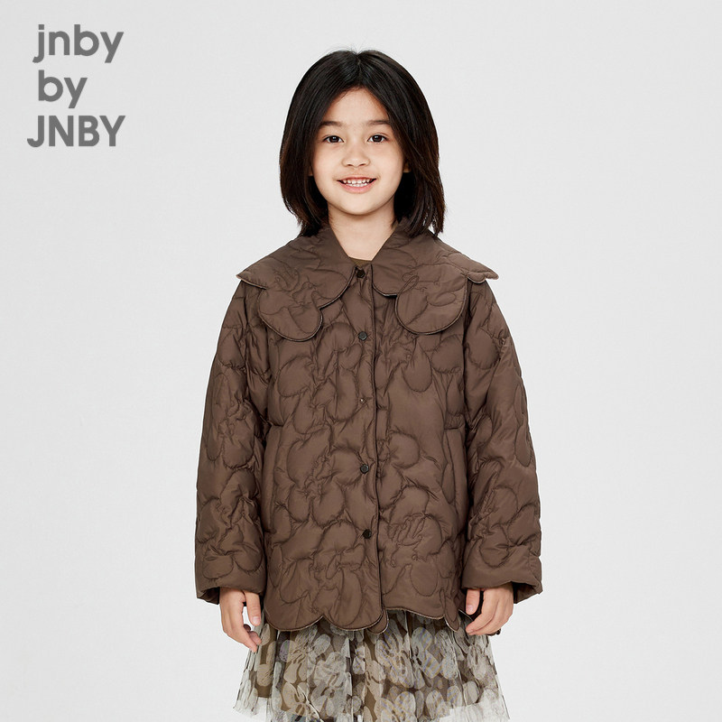 江南布衣童装中长款轻薄羽绒服宽松休闲花边秋女童儿童jnbybyjnby