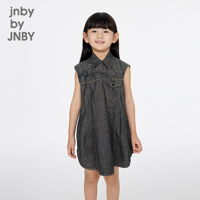 江南布衣童装无袖连衣裙洋气多色翻领纯色牛仔夏女童jnbybyjnby