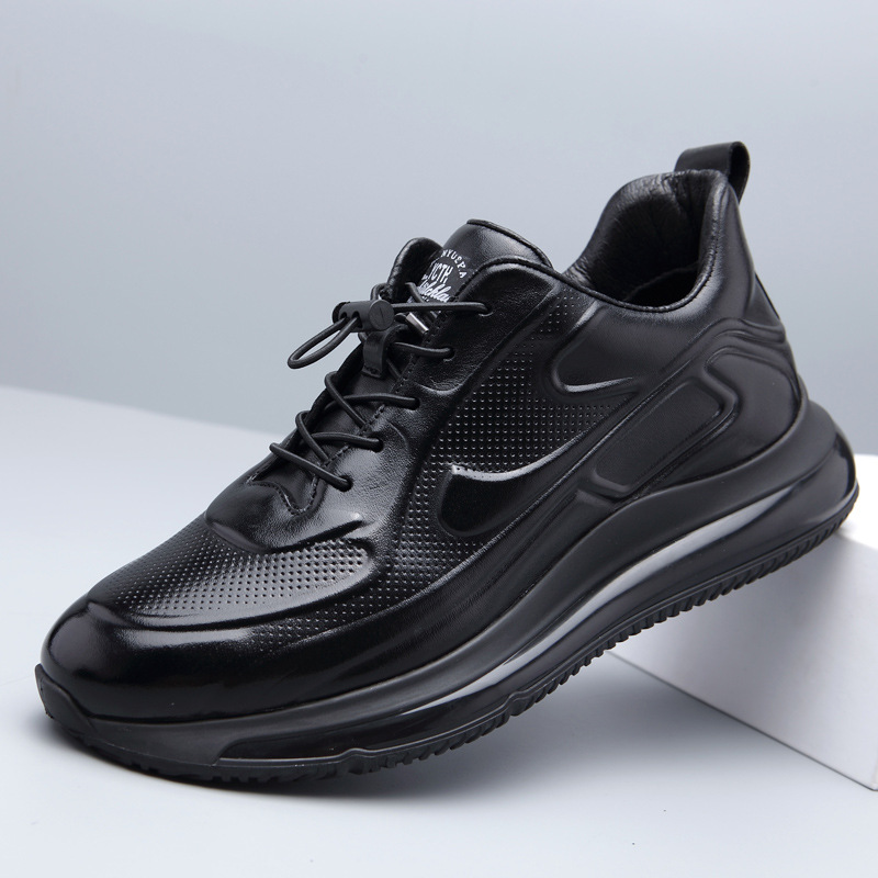 2025新款男鞋春秋季运动鞋真皮户外休闲老爹鞋青年跑步鞋舒适厚底