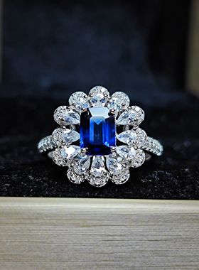 高货天然蓝宝石戒指1.08克拉尺寸5*7mm 颜色浓郁晶体干净支持鉴定