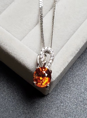 芬达石吊坠 精致的钻款系列 尺寸5.5*6.5毫米 全净无暇 橘子色