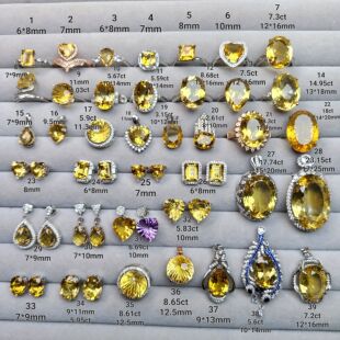 天然黄水晶全家福成品集合  黄水晶戒指吊坠耳饰 天然无任何处理