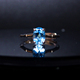 正品 托帕石戒指925银镀白金瑞士蓝托帕石戒指5 7mm