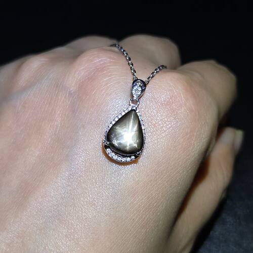 天然星光蓝宝石吊坠6射星线尺寸9.1*12mm天然名贵星线清晰犀利